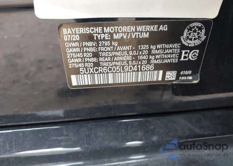 2020 BMW X5 xDrive40I z USA, uszkodzony, nr VIN 5UXCR6C05L9D41686